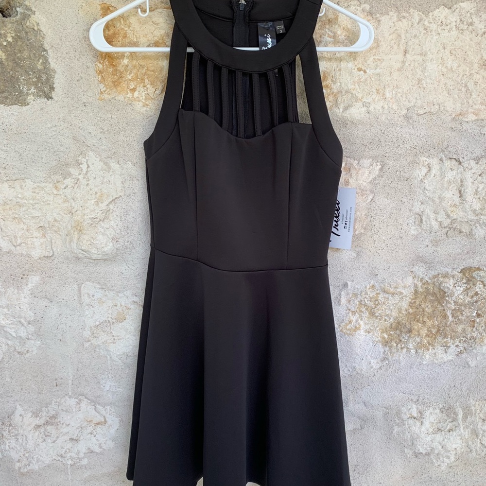 Black Skater dress High Neck with cut outs sz 3/S